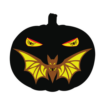 Creative Halloween bat pumpkin face graphic design