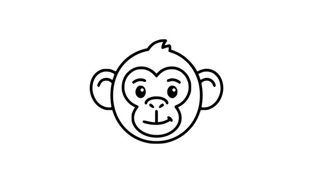 Monkey Head Animal Outline Thin Line Vector Icon