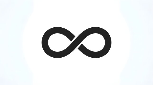 Bold black infinity symbol representing continuity, eternity, endless possibilities, and limitless concepts.