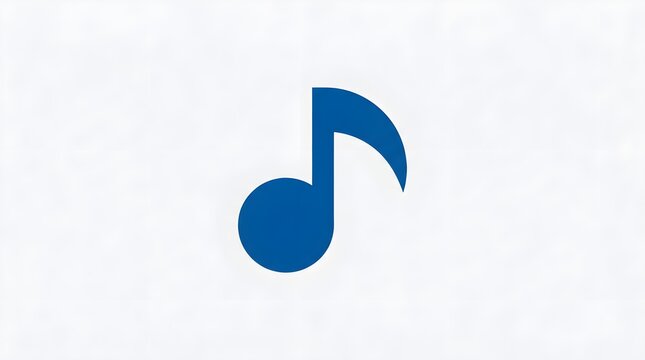 Minimalist blue musical note symbol representing music, sound, audio, entertainment, and creative media.