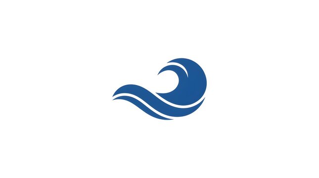 Stylized blue ocean wave symbol representing water, sea, surfing, marine life, and coastal themes.