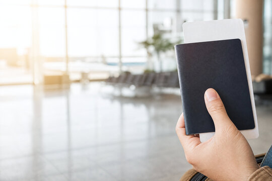Student Hand Holding Passport Ticket Foreign University Travel