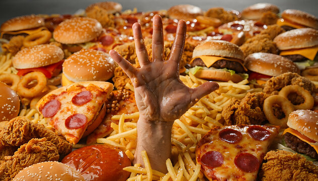 Obesity Concept depicting excess body fat accumulation, metabolic disease risks, the importance of an active lifestyle, and the need for a balanced diet to maintain an ideal body weight.