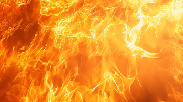 Blazing Fire Flames and Swirling Orange Smoke Texture Background Full Frame