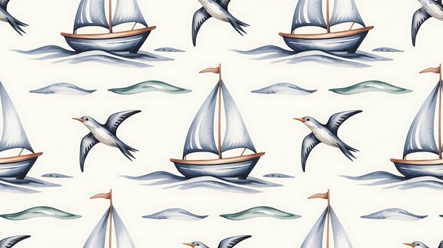 seamless pattern with yacht