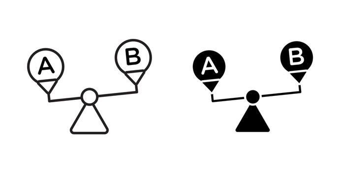 A minimalist, modern icon designed to represent data comparison, benchmarking, or evaluation