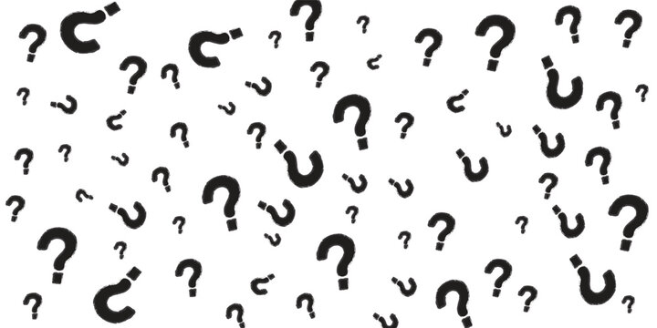 Question mark seamless pattern . Vector seamless pattern with question marks. Monochrome hipster background. Hand drawn random black punctuation marks.