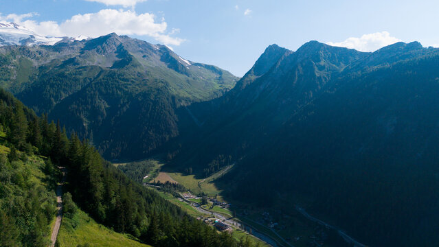 mountain landscape in the alps on a July