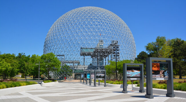 MONTREAL QUEBEC CANADA: The Biosphere in Montreal is a unique environmental museum located in Parc Jean-Drapeau. Housed in the iconic geodesic dome designed by Buckminster Fuller