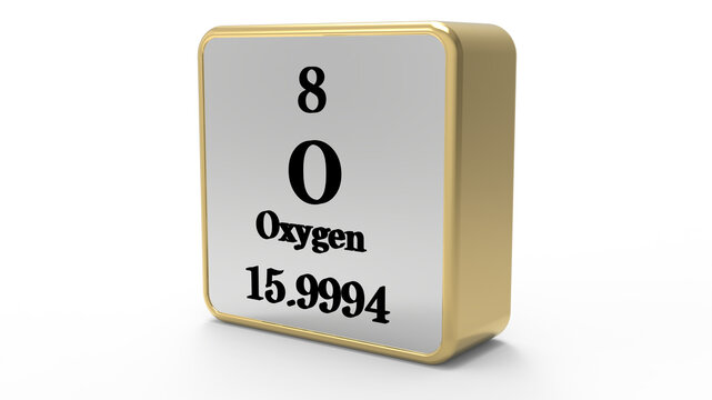 Oxygen Periodic Table Element Block on Transparent Background PNG