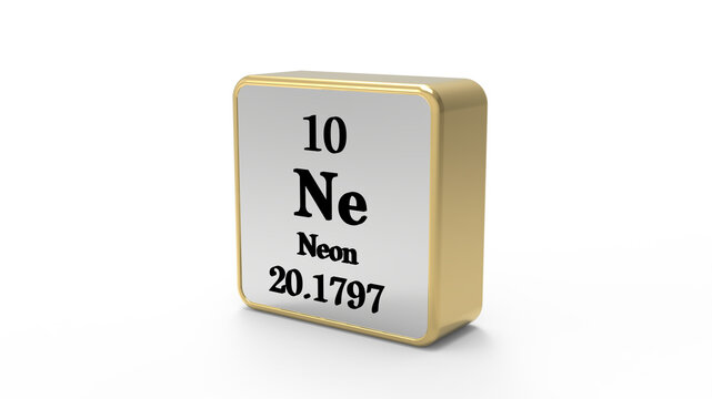 Neon Periodic Table Element Block on Transparent Background PNG