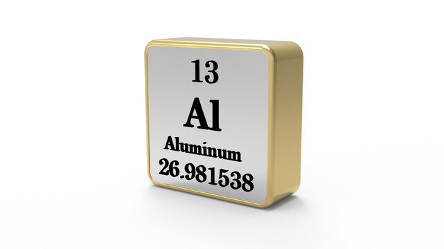Aluminium Periodic Table Element Block on Transparent Background PNG