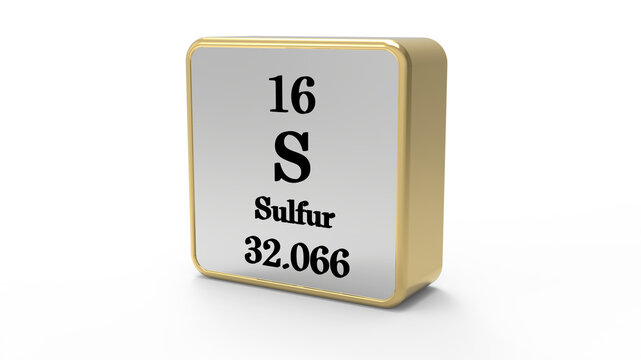 Sulfur Periodic Table Element Block on Transparent Background PNG