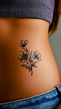 A woman's tattooed belly