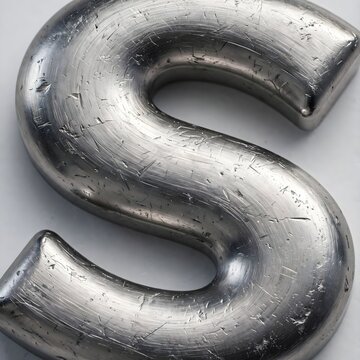 Scratched Brushed Steel Metal Alphabet Letter S Shape Heavy Industrial Metallic Texture Background