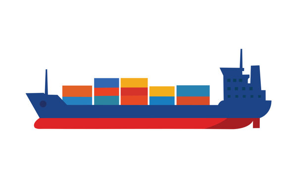 Container ship loaded with colorful freight containers