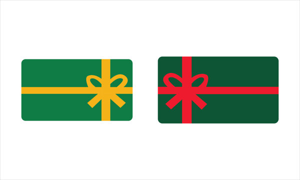 Two rectangular green gift boxes with ribbons