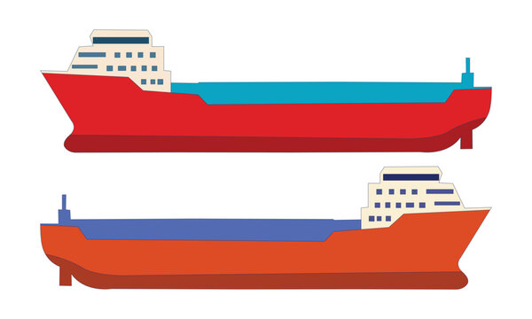 Two colorful cargo ships