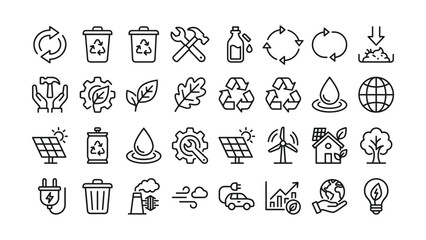 Fototapeta premium Collection of eco friendly recycling and sustainability icons on transparent background
