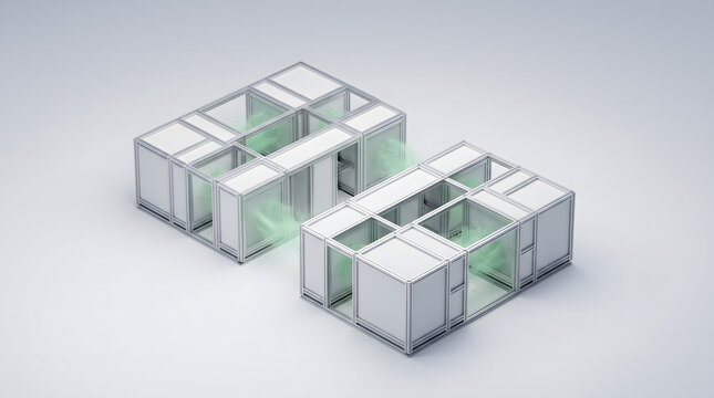 Modular Carbon Capture Facility for Clean Decarbonization Architecture, ESG Background with Copy Space