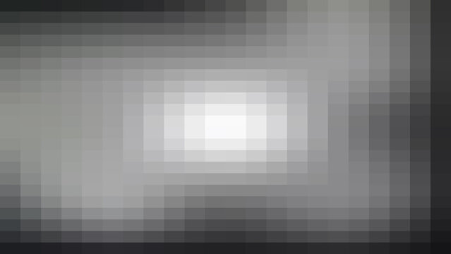 Monochrome abstract background, with a grayscale, gradient shifting from, dark charcoal to, bright white in, a structured square, pixel grid pattern