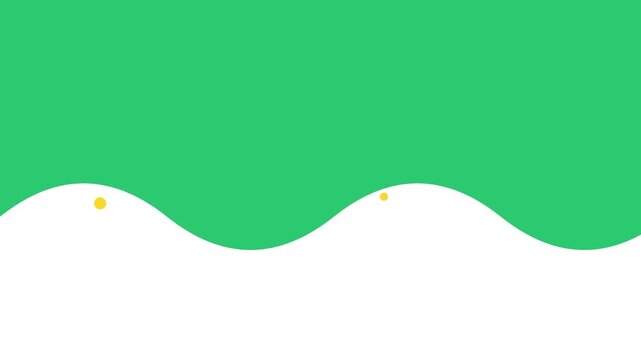 Abstract green wave background with small yellow dots and white space . 
A clean and modern abstract graphic design featuring a smooth flowing green wave shape.