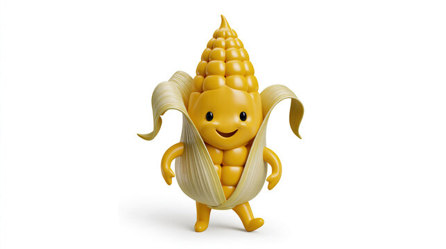 Animated corn character with a cheerful expression