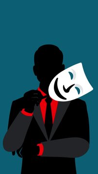 A double faced man representing hypocrisy, deception, and opportunistic behavior.