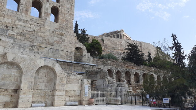 Exploring the ancient ruins of the Odeon of Herodes Atticus