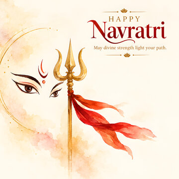 Navratri - Illustration with Trishul and Goddess Durga Face