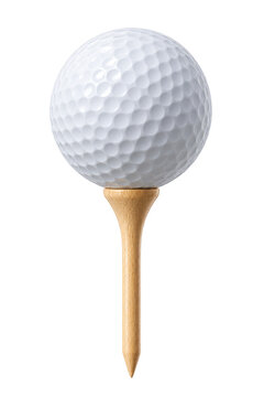 A pristine white golf ball perched atop a wooden tee, ready for a powerful swing , transparant backround, AI generative