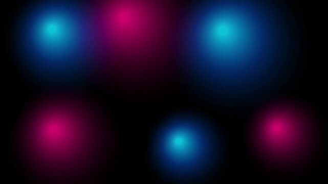 Abstract glowing neon orbs in vibrant blue and pink colors against a dark moody Motion background