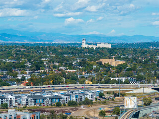 Aerial shot of apartments and office buildings in the skyline in Denver Colorado USA © Marcus Jones