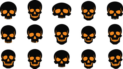 Obraz premium Collection of human skulls in varying perspectives on a white background