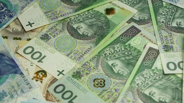 Polish Currency Zloty Notes Macro Shot