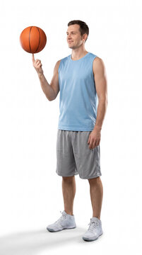 Basketball player spinning ball