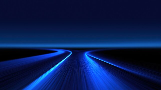 Futuristic blue pathway splitting into three directions on dark background