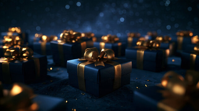 Luxury Gift Boxes with Gold Ribbons for Holiday Celebration