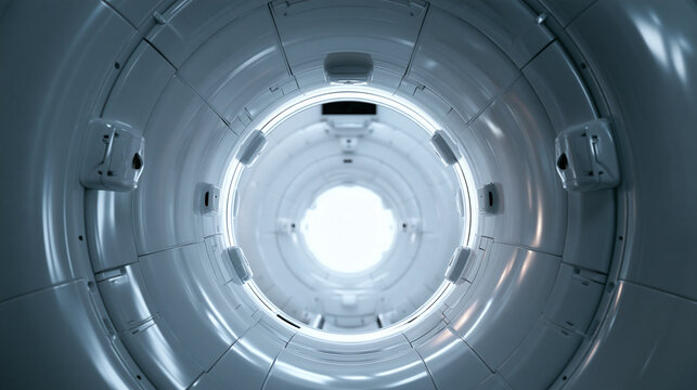 Futuristic White Tunnel in Sci-Fi Spaceship Interior