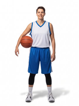 Female basketball player holding ball