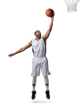 Basketball player dunking