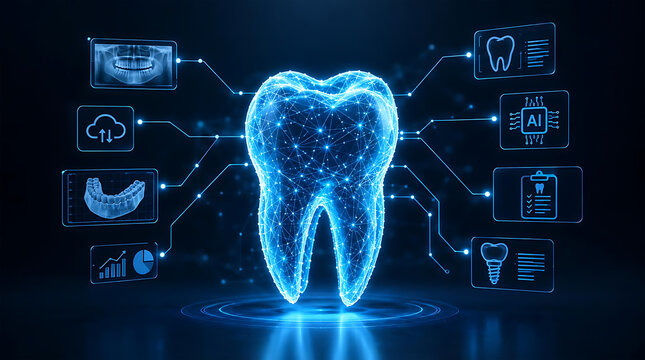 Digital Tooth Hologram and Advanced Dental Technology Concept