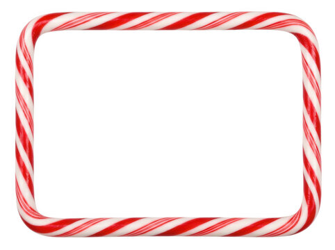 Square candy cane frame cutout on transparent background