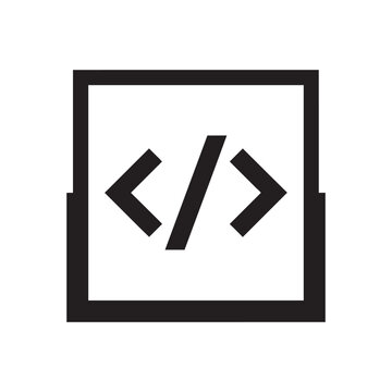 Minimalist coding window icon vector illustration of programming brackets and slash symbol