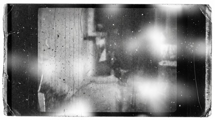 Obraz premium Old film texture with scratches, noise and light leaks. Realistic transparent overlay film texture in black-white, dust and grain. Distressed retro movie or photo negative effect of cinema nostalgia