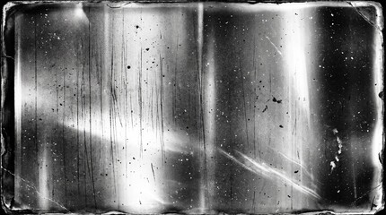 Obraz premium Old film texture with scratches, noise and light leaks. Realistic transparent overlay film texture in black-white, dust and grain. Distressed retro movie or photo negative effect of cinema nostalgia