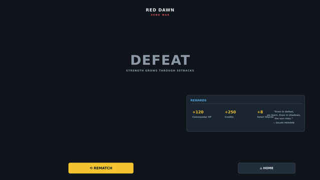 Game screen showing defeat with options for rematch in a competitive setting