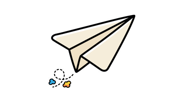 Hand drawn paper plane vector illustration with colorful trail. Cute doodle style graphic design element, perfect for travel concepts, message icons, or creative business projects.