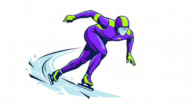 Speed skater gliding on an oval track in vibrant gear  
