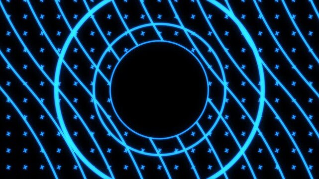 Blue Expanding Concentric Circles Radio Waves Motion Background